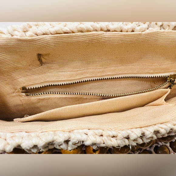 Vintage 50s Beaded Handbag brass Bamboo Handle Wicked Weave Made in Japan - Picture 12 of 12